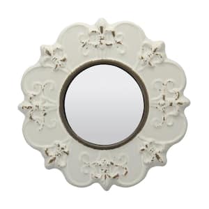 Small Round White French Provincial Mirror (8 in. H x 8 in. W)