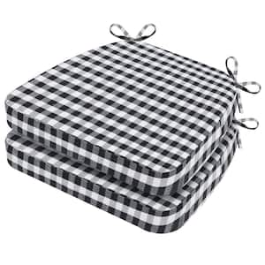 16 in. x 17 in. Trapezoid Indoor Seat Cushion Dining Chair Cushion in Checkered Black/White (2-Pack)