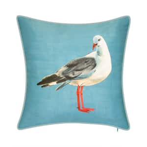 Indoor & Outdoor Watercolor Seagull 18x18 Decorative Pillow