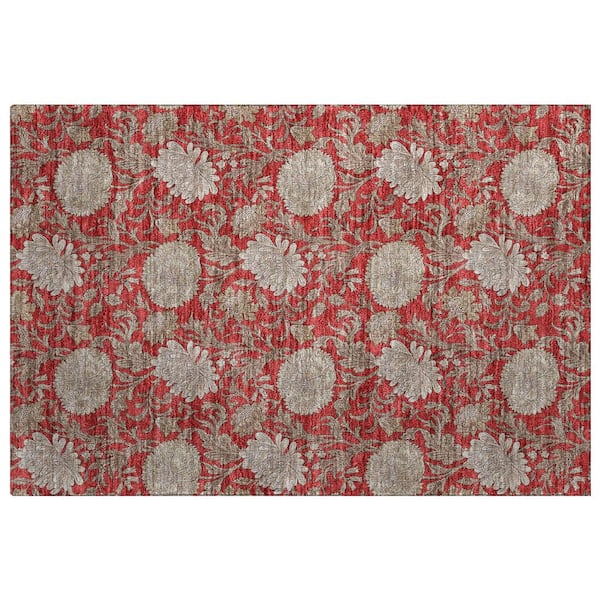 Dream Shag Premium Machine Washable Abstract ADS677 Red 3 ft. x 4 ft. Area Rug