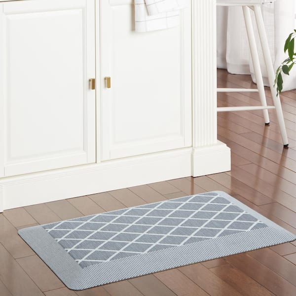 Miles Modern Diamond Blue 19.6 in. x 32 in. Anti-Fatigue Kitchen Mat