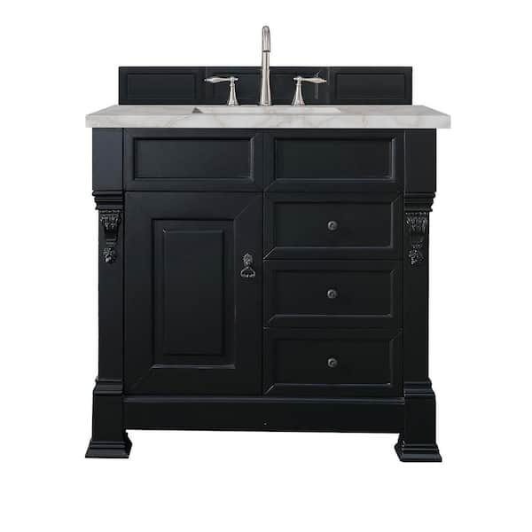 James Martin Vanities Brookfield 36.0 in. W x 23.5 in. D x 34.3 in. H Bathroom Vanity in Antique Black with Victorian Silver Top