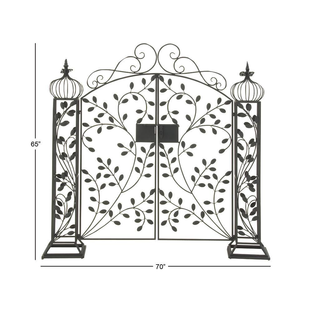 Matte Black Metal Scrollwork Arched Garden Gate Arbor