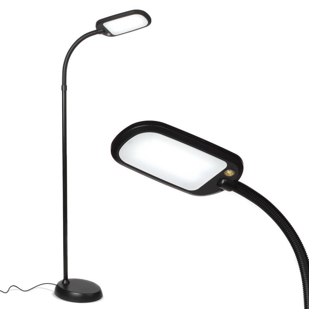 DAYLIGHT24 61 in. Black 1-Light Magnifier Swing Arm Floor Lamp