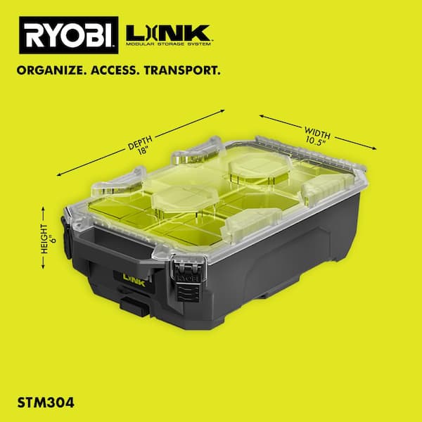 RYOBI - LINK Compact 6-Compartment Modular Small Parts Organizer Tool Box