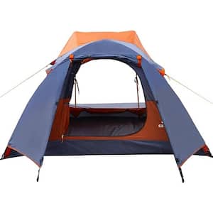 2-Person Portable Aluminum Poles Tent with Bike Shed, Camping Tent, Dome Tents in Orange
