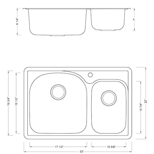 Topmount Drop-In 18G Stainless Steel 33-1/8 in. 3 Hole 60/40 Double Bowl  Kitchen Sink w/ Collapsible Silicone Colanders ALTO-6040-3-CKC - The Home  Depot