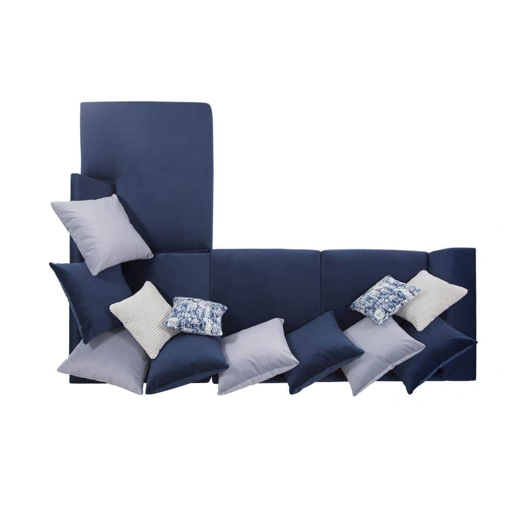 Navy Blue Microfiber Two-Piece Sectional Sofa with Chaise