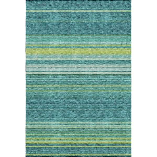 Mayfield Premium Machine Washable Abstract AMF979 Teal 2 ft. 6 in. x 3 ft. 10 in. Area Rug