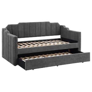 Kingston Charcoal Upholstered Twin Daybed with Trundle