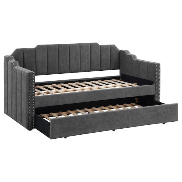 Coaster Kingston Charcoal Upholstered Twin Daybed with Trundle