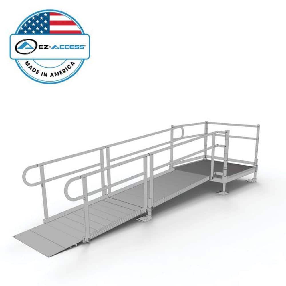 EZ-ACCESS PATHWAY 10 ft. Straight Aluminum Wheelchair Ramp Kit with Solid  Surface Tread, 2-Line Handrails and 4 ft. Top Platform PS10S44T - The Home  
