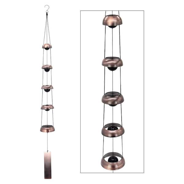 Phewnyzo Copper Wind Chimes with 5 Bells for Outdoor Feng Shui Harmony