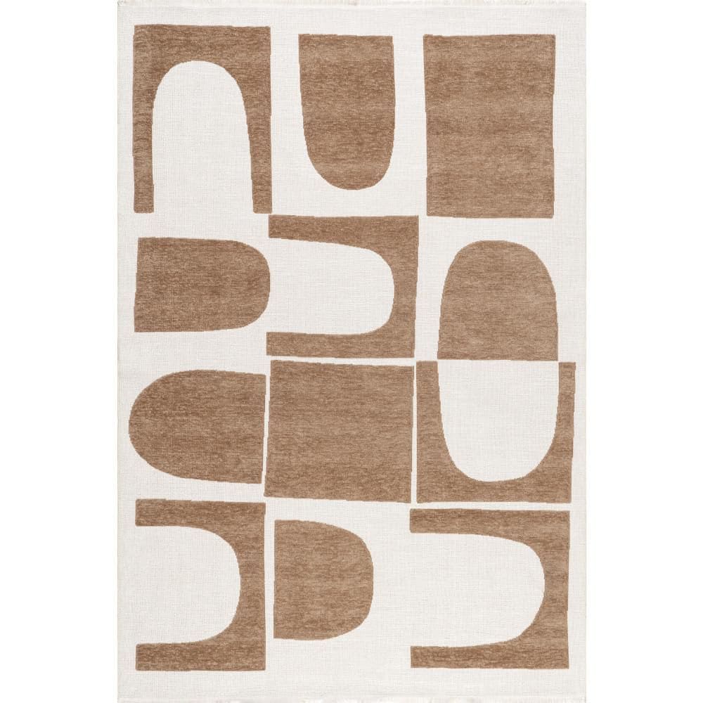 Kali Modern Geometric Reversible Washable Taupe 5 ft. x 8 ft. Indoor Area Rug price history on PriceWatchPro
