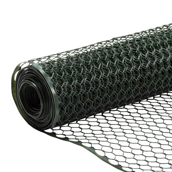 BOEN 4 ft. x 75 ft. Plastic Poultry Hex Garden Fence Netting Green