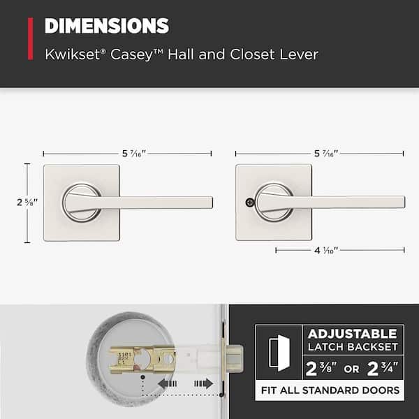 Kwikset Casey Satin Nickel Dummy Door Handle Featuring Microban