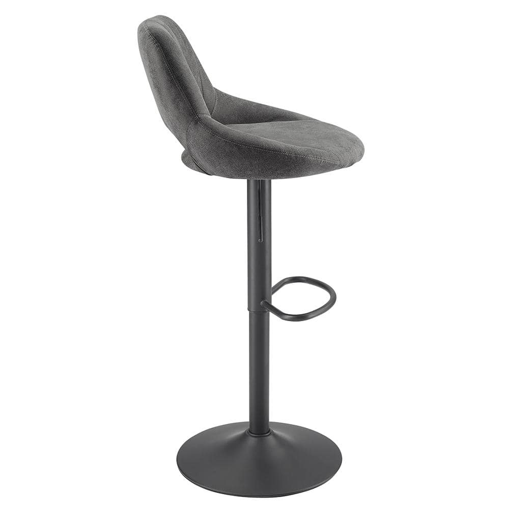 Gray Adjustable Swivel Faux Leather Bar Stools with Metal Base, Set of 2