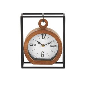 Brown Metal Suspended Clock with Black Frame
