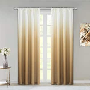 Gold Ombre Rod Pocket Room Darkening Curtain - 40 in. W x 84 in. L (Set of 2)
