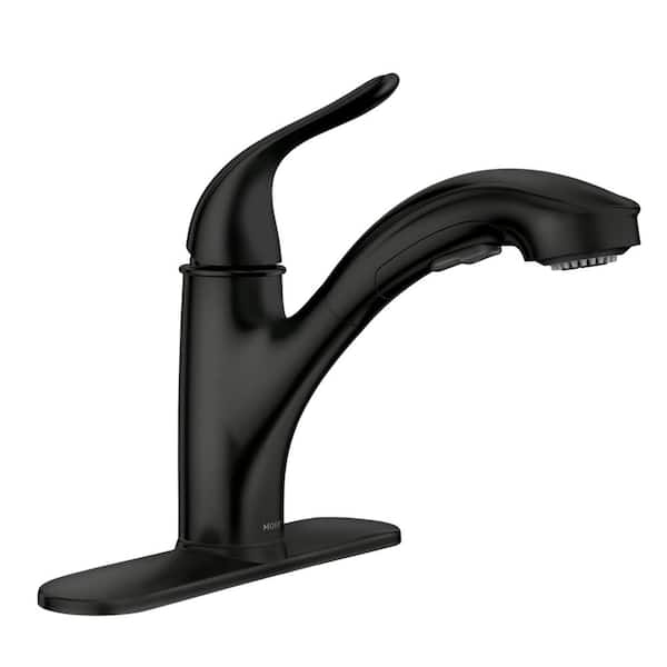 Brecklyn Single Handle Pull Out Sprayer Kitchen Faucet with Power Clean in Matte Black