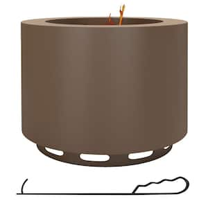 Smokeless Fire Pit, 19 in. Portable Wood Burning Firepit with Poker, Camping Bonfire Stove, Stainless Steel, Bronze