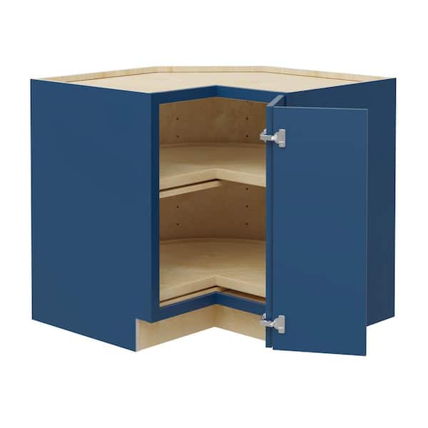 Grayson 33 in. W x 24 in. D x 34.5 in. H Assembled Plywood Corner Lazy Susan Base Kitchen Cabinet in Mythic Blue RH