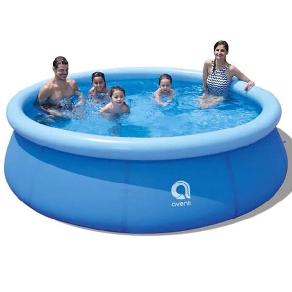 Blue 12 ft. Round 30 in. D Inflatable Pool Above Ground with Pump LWM ...