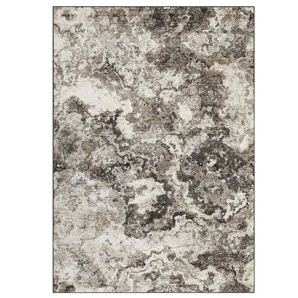 Brown 9 ft. x 12 ft. Abstract Washable Print Anti-stain Anti-slip for Living Room Bedroom Home Décor Area Rug