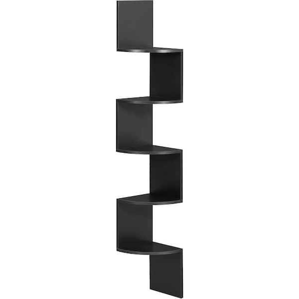 Unbranded 7.9 in. W x 7.9 in. D Ink Black 5-Tier Corner Shelf Decorative Wall Shelf
