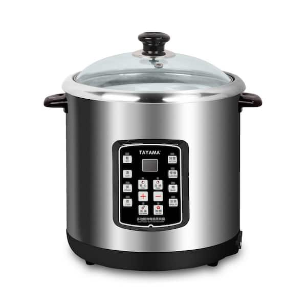 Tayama 1 Qt. Mini Ceramic Stew Slow Cooker with Pre-Settings and Built-In  Timer