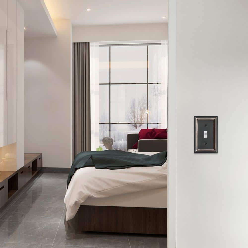 Sleeklighting 4 Pack Beveled Oil Rubbed Bronze Outlet Covers | 1 Gang Toggle