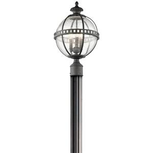 Halleron Hardwired 3-Light Londonderry 4x4 Outdoor Deck Lamp Post Light with Clear Seeded Glass (1-Pack)