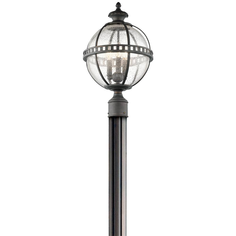KICHLER  Halleron Hardwired 3-Light Londonderry 4x4 Outdoor Deck Lamp Post Light with Clear Seeded Glass (1-Pack) - 1