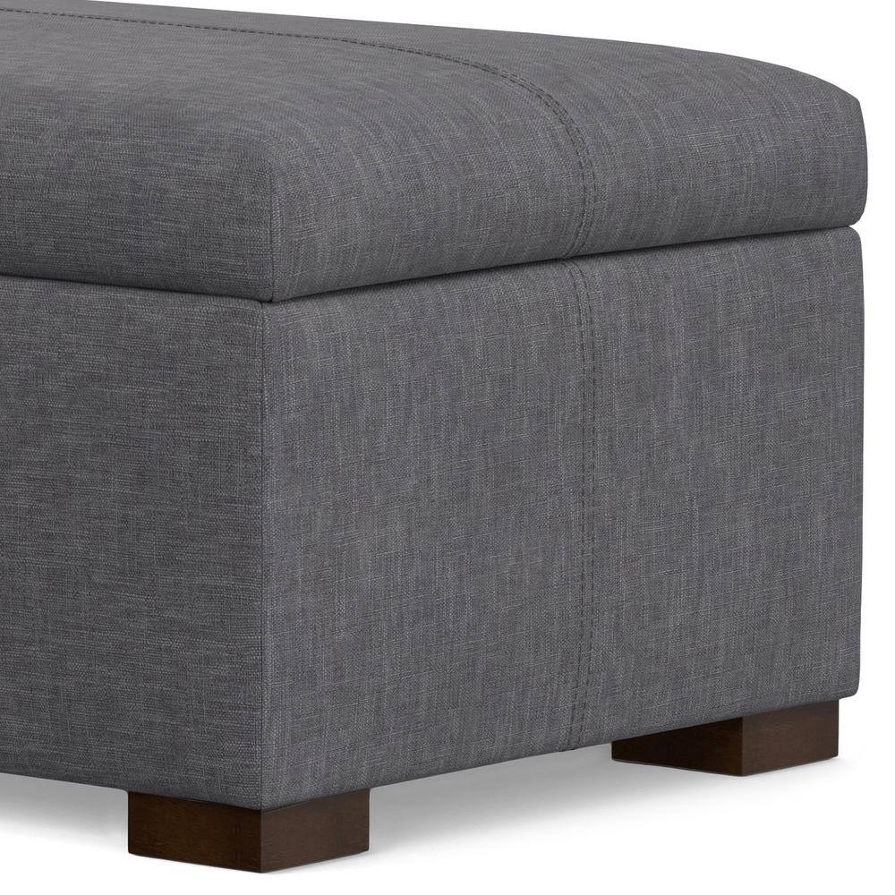 Gabbie Slate Grey Polyester Linen Storage Ottoman