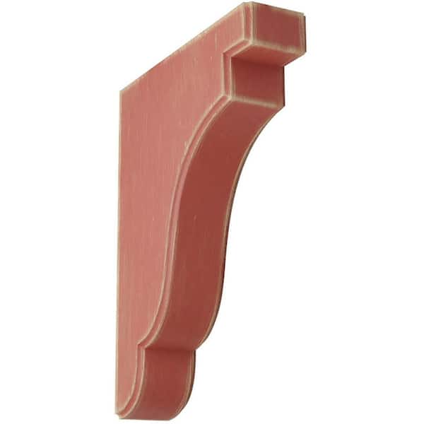 Ekena Millwork 1-3/4 in. x 9-1/2 in. x 7-1/4 in. Salvage Red Bedford Wood Vintage Decor Bracket