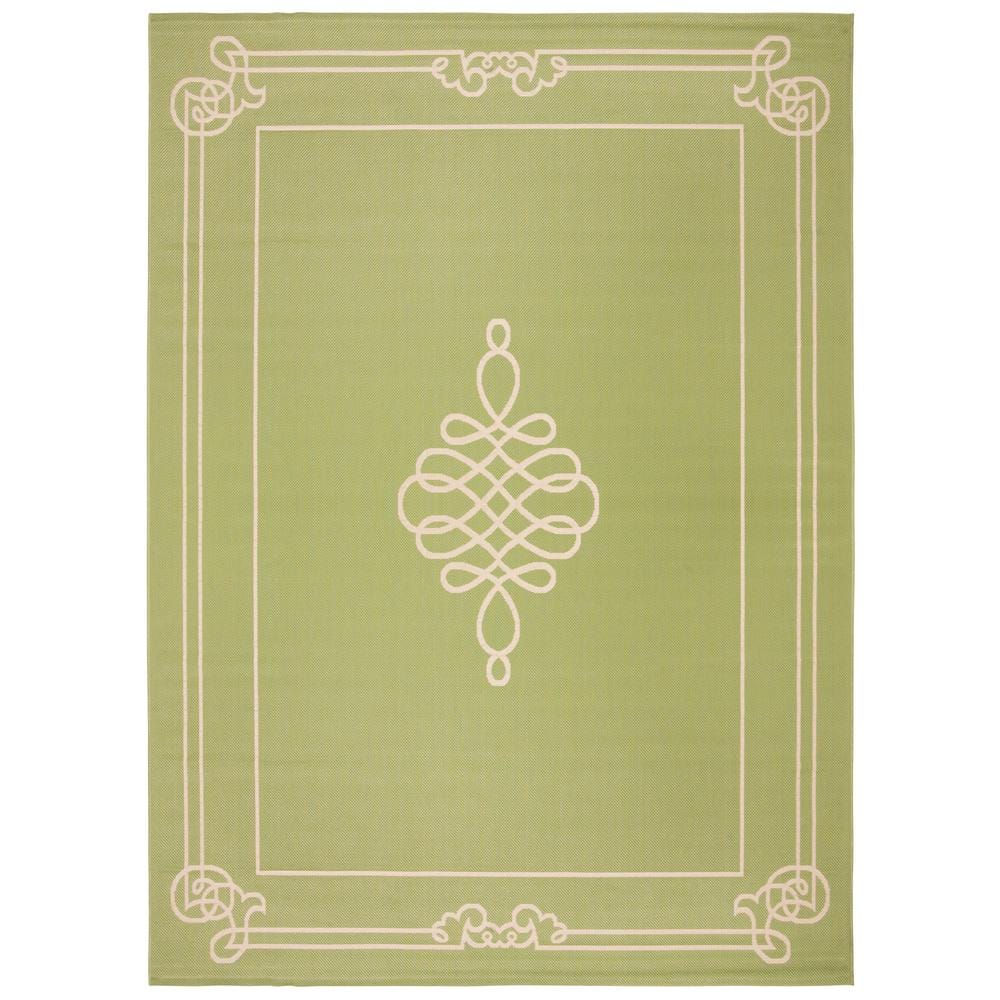 SAFAVIEH Courtyard Green/Cream 8 ft. x 11 ft. Border Indoor/Outdoor Patio  Area Rug