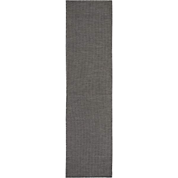 Nourison Positano Charcoal 2 ft. x 8 ft. Kitchen Runner Solid Modern ...