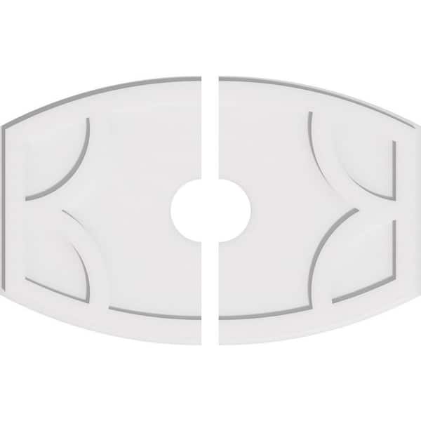 Ekena Millwork 32 in. W x 21-3/8 in. H x 5 in. ID x 1 in. P Kailey Architectural Grade PVC Contemporary Ceiling Medallion (2-Piece)