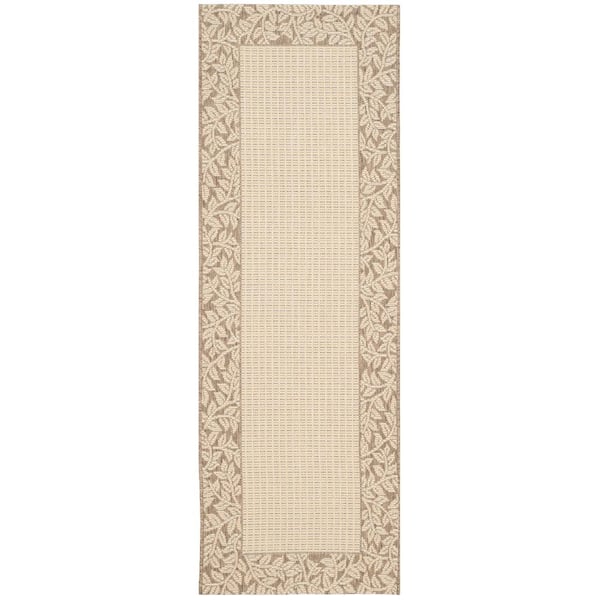 SAFAVIEH Courtyard Natural/Brown 2 ft. x 7 ft. Border Indoor/Outdoor Patio  Runner Rug