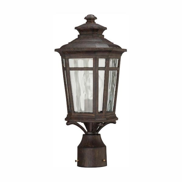 Outdoor Post Mount Lantern 1-Light Oil-Rubbed Chestnut Exterior Lighting Fixture 