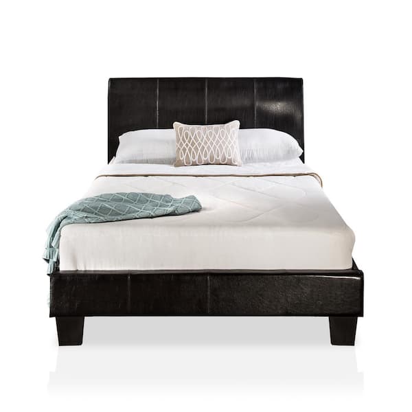 Furniture of America Jurissa 42 in. W Brown Twin Wood Frame Upholstered Platform Bed