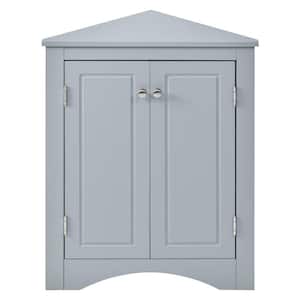 17.2 in. W x 17.2 in. D x 31.5 in. H Blue Linen Cabinet Triangle Corner Storage Cabinet with Adjustable Shelf