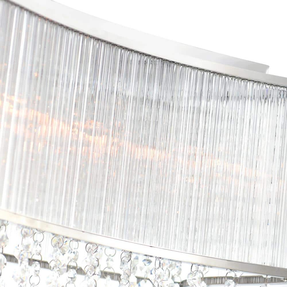 Elsa 6-Light Chrome Drum Shade Crystal Beaded Chandelier