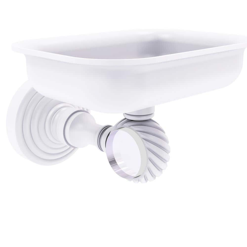 Allied Brass Pacific Grove Wall Mounted Soap Dish Holder with Twisted Accents in Matte White