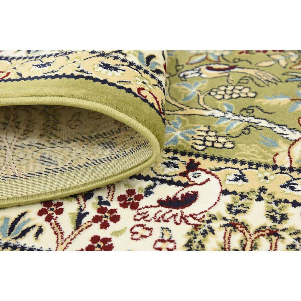 Emerald Blossom Easy-Care Rectangular Synthetic Rug