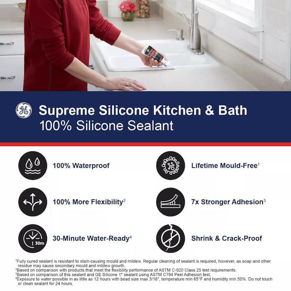 Supreme Silicone Caulk 2.8 oz Kitchen and Bath Sealant Clear