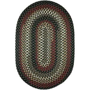 Country Medley Spruce Green Multi 5 ft. x 8 ft. Oval Indoor/Outdoor Braided Area Rug