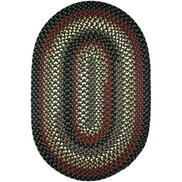 Rhody Rug Country Medley Spruce Green Multi 5 ft. x 8 ft. Oval Indoor/Outdoor Braided Area Rug