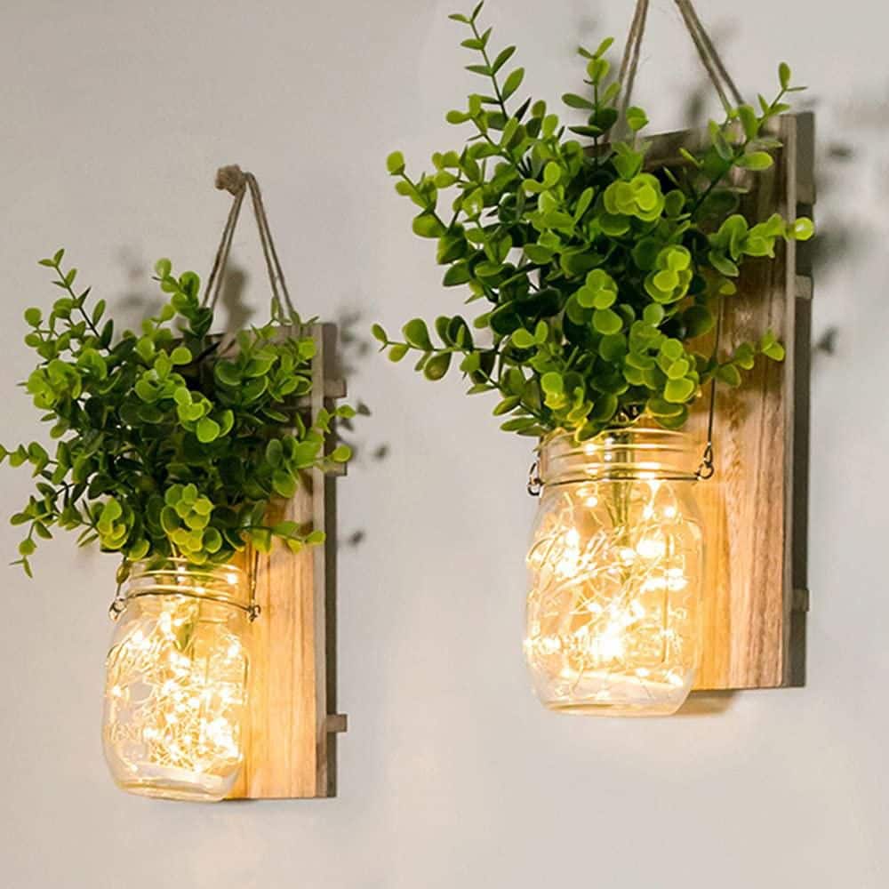 Afoxsos 6.22 in. Farmhouse Warm White LED Mason Jar Wall Sconce