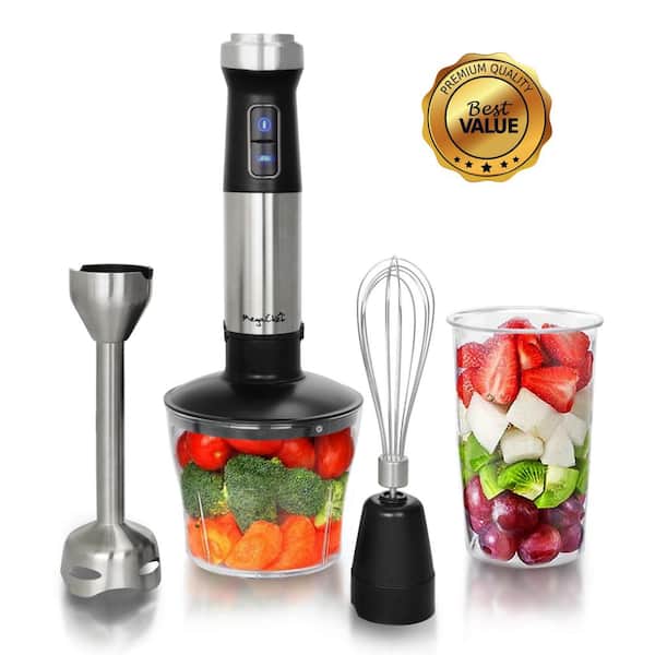 TRACONN Immersion Hand Blender Multi-Purpose 220V 4 IN 1 Blender  Heavy Duty Copper Motor Stainless Steel Finish Includes Whisk Attachment,  Chopper and Smoothies Cup (HB3302 EU Plug): Home & Kitchen